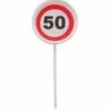 12 Herbruikbare Coctailprikkers Verkeersbord 50 Jaar