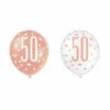 Ballonnen 50 Jaar Rosé Goud Glitz (6st) -Griezels Glans Winkel ballonnen 50 jaar rose goud glitz 6st