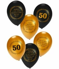 Ballonnen Abraham Zwart/Goud - 6 Stuks
