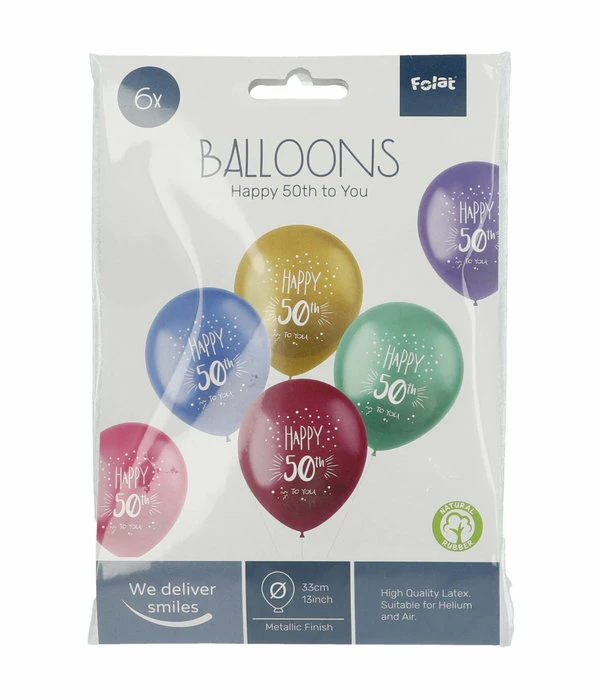 Ballonnen 'Happy 50th To You' Meerkleurig (6st) 4 Ballonnen 'Happy 50th To You' Meerkleurig (6st) - Afbeelding 2