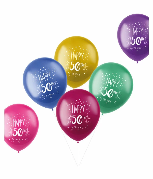 Ballonnen 'Happy 50th To You' Meerkleurig (6st) 3 Ballonnen 'Happy 50th To You' Meerkleurig (6st)