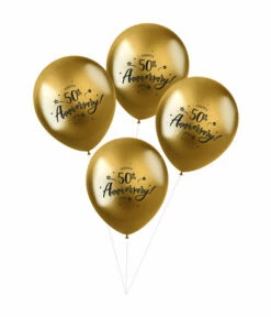 Ballonnen Metallic Goud '50th Anniversary' (4 St)