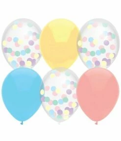 Ballonnen Mix Pastel Confetti - 6 Stuks