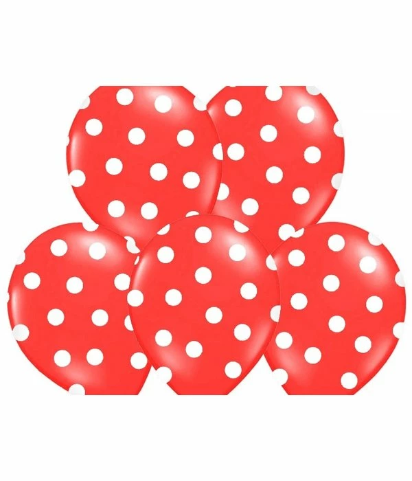 Ballonnen Pastel Rood Met Witte Stippen - 6 Stuks 3 Ballonnen Pastel Rood Met Witte Stippen - 6 Stuks