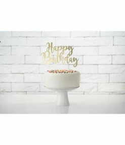 Cake Topper Happy Birthday Goud -Griezels Glans Winkel cake topper happy birthday goud 1