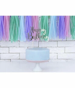 Cake Topper Happy Birthday Zilver -Griezels Glans Winkel cake topper happy birthday zilver 2