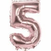 Cijfer Ballon '5' Folie Rosé Goud 36cm