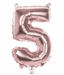 Cijfer Ballon '5' Folie Rosé Goud 36cm