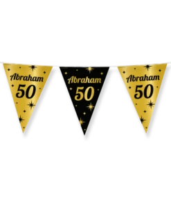 Classy Vlaggenlijn Abraham 50 Jaar Zwart/Goud (10m)