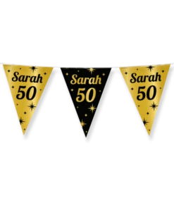 Classy Vlaggenlijn Sarah 50 Jaar Zwart/Goud (10m)