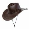 Cowboyhoed Lederlook Met Decoratie Bruin -Griezels Glans Winkel cowboyhoed lederlook met decoratie bruin
