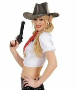 Cowboyhoed Lederlook Met Decoratie Bruin -Griezels Glans Winkel cowboyhoed lederlook met decoratie bruin 2