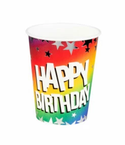 Feestbekers Happy Birthday Rainbow (10st)