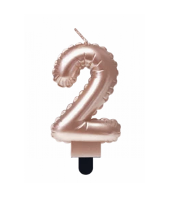 Folie Ballon Kaarsje Cijfer '2' Rose Goud