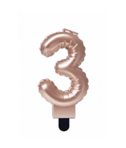 Folie Ballon Kaarsje Cijfer '3' Rose Goud