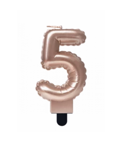 Folie Ballon Kaarsje Cijfer '5' Rose Goud