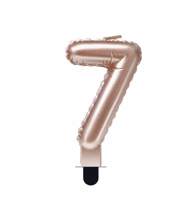 Folie Ballon Kaarsje Cijfer '7' Rose Goud 3 Folie Ballon Kaarsje Cijfer '7' Rose Goud
