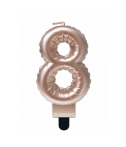 Folie Ballon Kaarsje Cijfer '8' Rose Goud