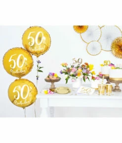 Folieballon 50th Birthday Goud (45cm) -Griezels Glans Winkel folieballon 50th birthday goud 45cm 2