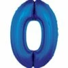 Folieballon Blauw Cijfer '0' Groot -Griezels Glans Winkel folieballon blauw cijfer 0 groot