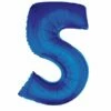 Folieballon Blauw Cijfer '5' Groot -Griezels Glans Winkel folieballon blauw cijfer 5 groot