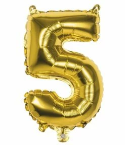 Folieballon Cijfer '5' Goud 36cm