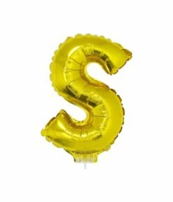Folieballon Goud Letter 'S' Met Rietje