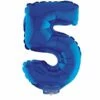 Folieballon Klein Cijfer '5' Blauw Met Stokje (41cm) -Griezels Glans Winkel folieballon klein cijfer 5 blauw met stokje 41cm