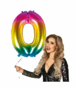 Griezels Glans Winkel -Griezels Glans Winkel folieballon regenboog cijfer 0 86cm 1