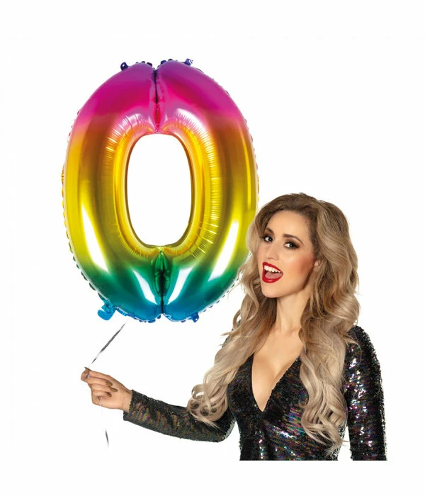 Folieballon Regenboog Cijfer 0 (86cm) 4 Folieballon Regenboog Cijfer 0 (86cm) - Afbeelding 2