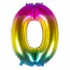 Folieballon Regenboog Cijfer 0 (86cm) -Griezels Glans Winkel folieballon regenboog cijfer 0 86cm