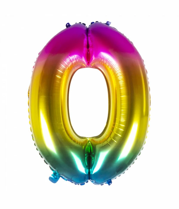 Folieballon Regenboog Cijfer 0 (86cm) 3 Folieballon Regenboog Cijfer 0 (86cm)