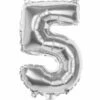 Folieballon Zilver Cijfer '5' 36cm -Griezels Glans Winkel folieballon zilver cijfer 5 36cm
