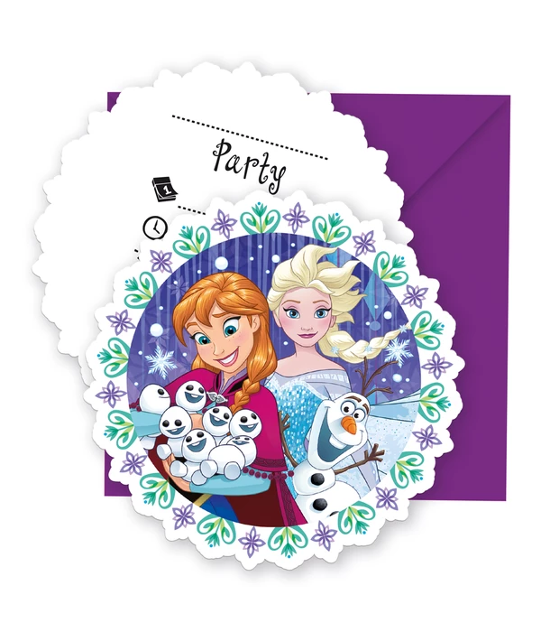 Frozen Feest Uitnodigingen & Enveloppen (6st) 3 Frozen Feest Uitnodigingen & Enveloppen (6st)
