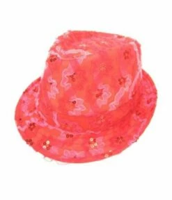 Gangsterhoedje Ruche + Pailletten Rood