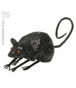 Glitter Muis Zwart 8,5cm