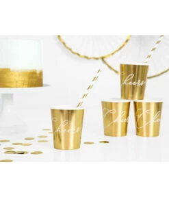 Gouden Partybekers 'Cheers' (6st) -Griezels Glans Winkel gouden partybekers cheers 6st 2