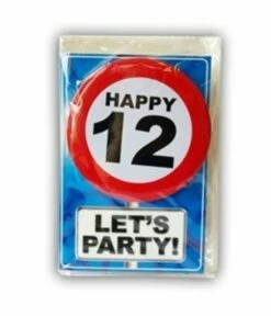 Happy Age Kaart Button - 12 Jaar