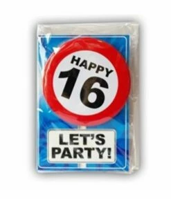 Happy Age Kaart Button - 16 Jaar