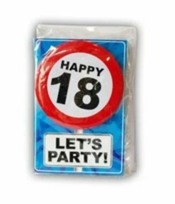 Happy Age Kaart Button - 18 Jaar