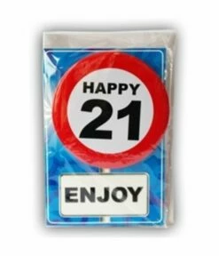 Happy Age Kaart Button - 21 Jaar