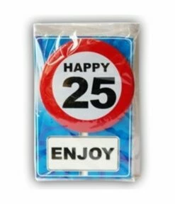 Happy Age Kaart Button - 25 Jaar