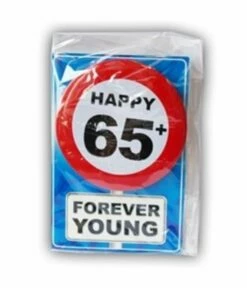 Happy Age Kaart Button - 65 Jaar