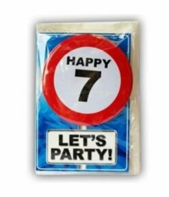 Happy Age Kaart Button - 7 Jaar