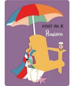 Hardboard Wenskaart 'Geniet Van Je Pensioen' Strandstoel