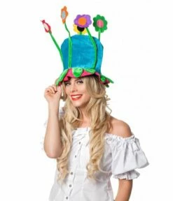 Hoed Blauw Met Bloemen