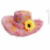 Hoed Ibiza Met Zonnebloem Roze -Griezels Glans Winkel hoed ibiza met zonnebloem roze