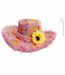 Hoed Ibiza Met Zonnebloem Roze