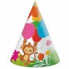 Jungle Dieren Balloons Feesthoedjes (6st) -Griezels Glans Winkel jungle dieren balloons feesthoedjes 6st