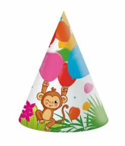 Jungle Dieren Balloons Feesthoedjes (6st)